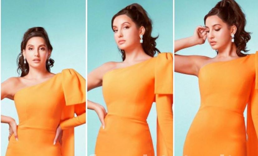 Nora Fatehi Is Too Hot To Handle In This Orange Bodycon For Dance