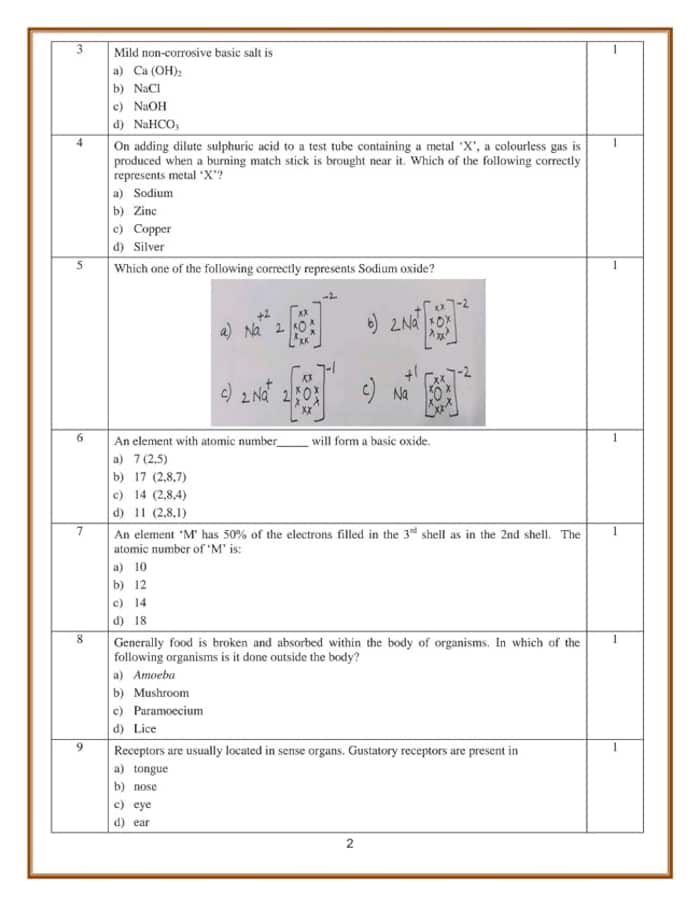 CBSE Class 10th Science Sample Paper 2023-24 And Marking Scheme ...