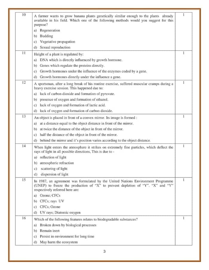 Cbse class 10th science sample paper 2023 24 and marking scheme