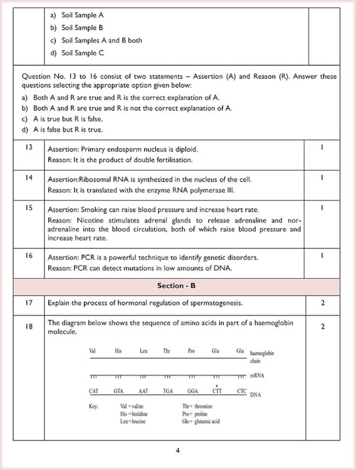 CBSE Class 12th Biology Marking Scheme 2023 24