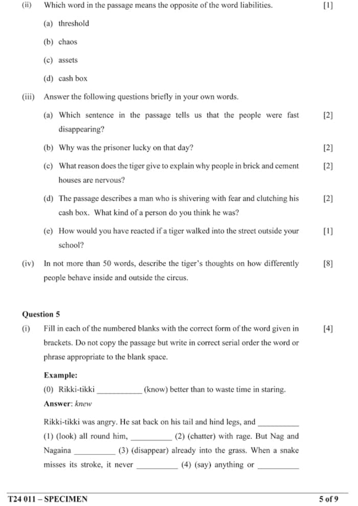 CISCE ICSE Class 10th English Language (English Paper 1) Sample Paper