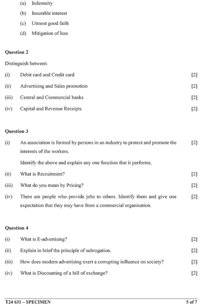 Cisce Icse Class 10th Commercial Studies Specimen Question Paper 2024 See Photos Here Cisce Icse Class 10th Commercial Studies Specimen Question Paper 2024 See Photos Here