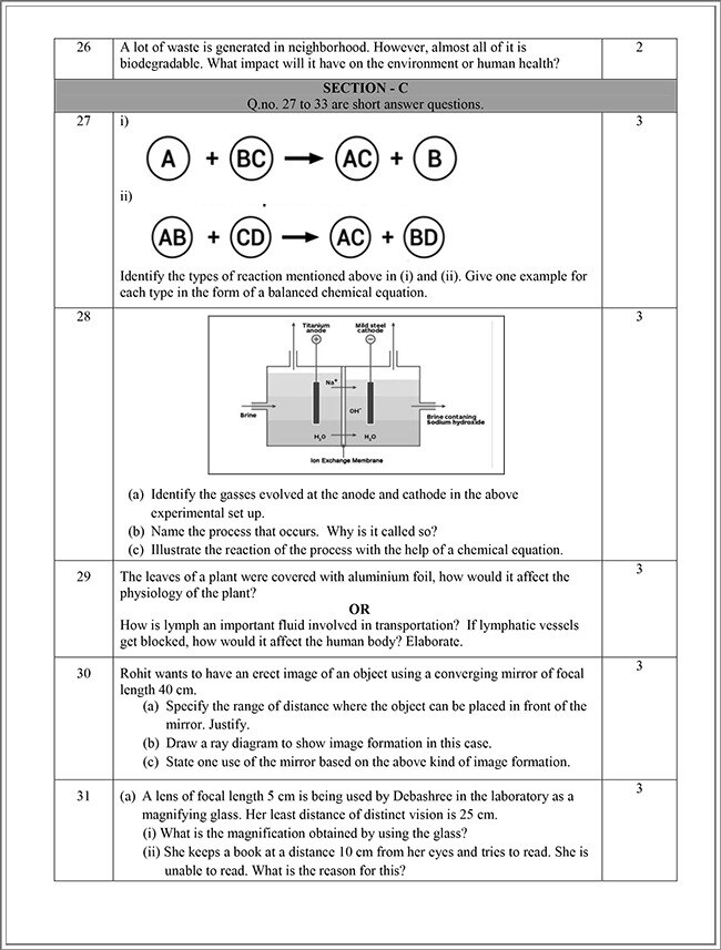 CBSE Class 10th Science Sample Paper 202223. See PHOTOS HERE