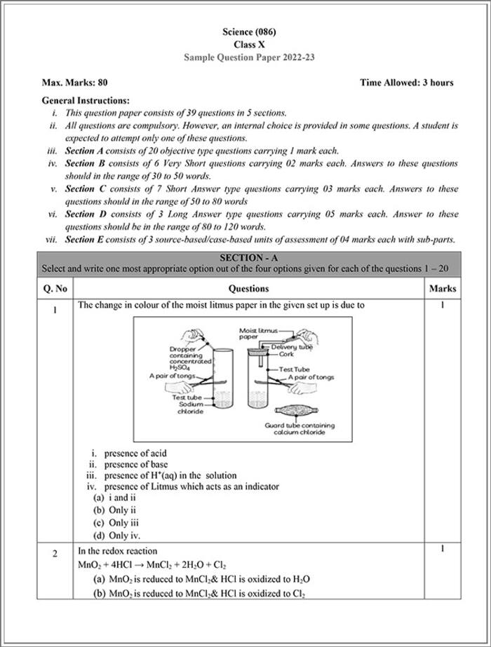 Cbse class 10th science sample paper 2022 23 see photos here