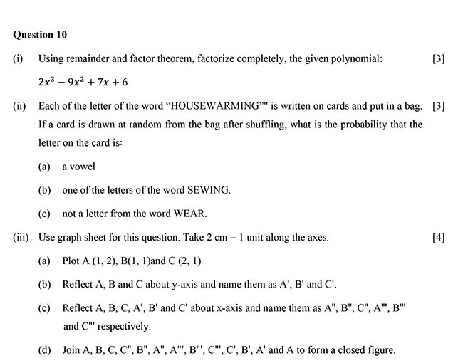 class 10 mathematics question paper 2024