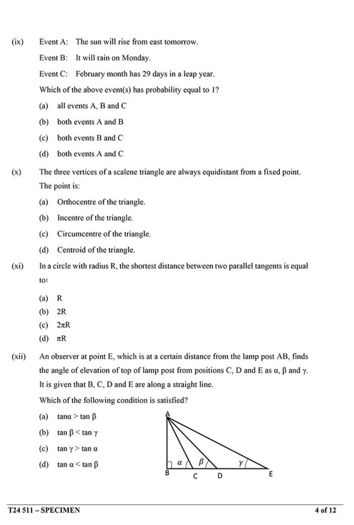 Cisce Icse Class 10th Mathematics Specimen Question Paper 2024 See Photos Here Cisce Icse Class 10th Mathematics Specimen Question Paper 2024 See Photos Here