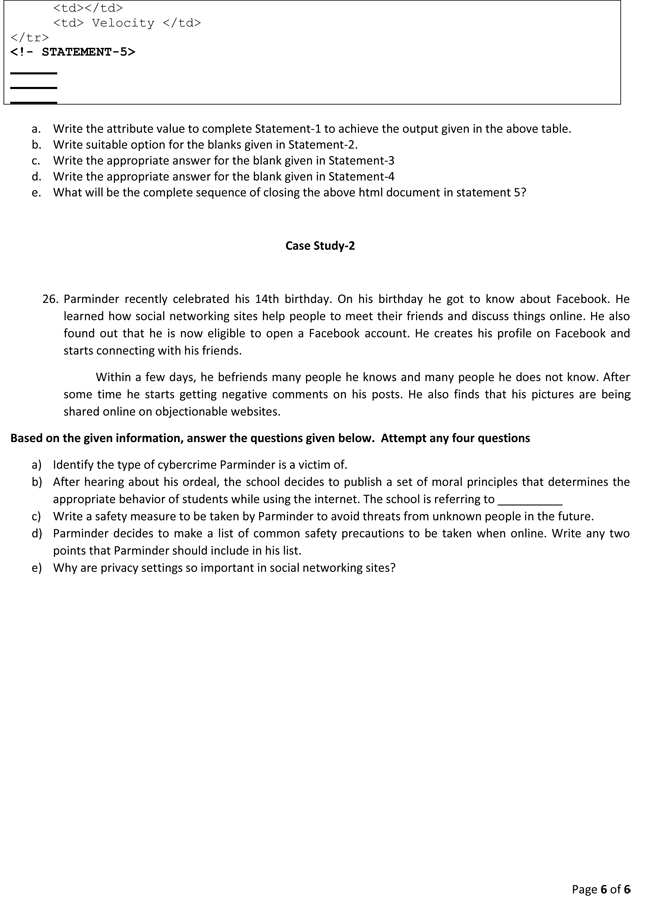 CBSE Class 10th Computer Applications Sample Paper 202223. See PHOTOS HERE