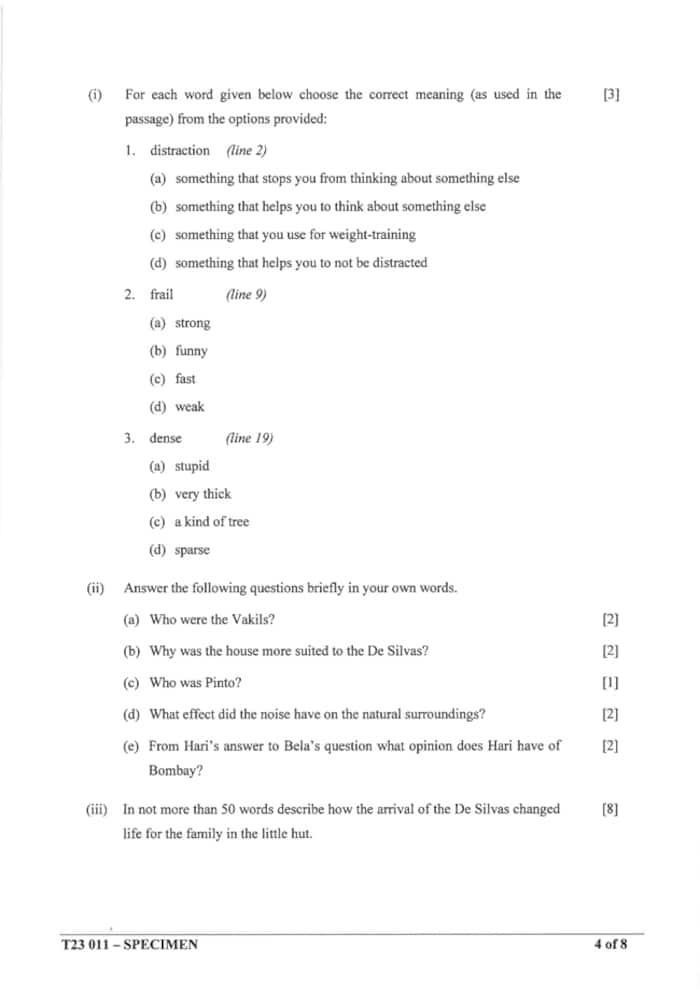 ICSE Class 10 English Language Specimen Question Paper 2023