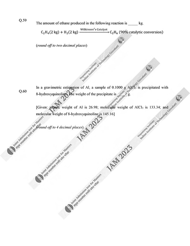 IIT JAM 2023 Chemistry (CY) Question Papers