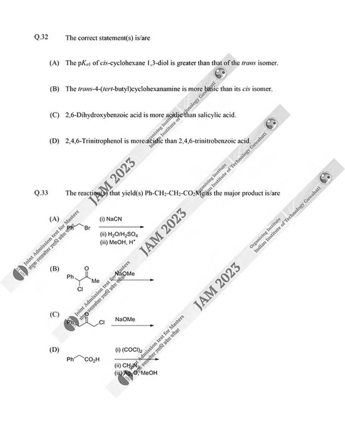 IIT JAM 2023 Chemistry (CY) Question Papers