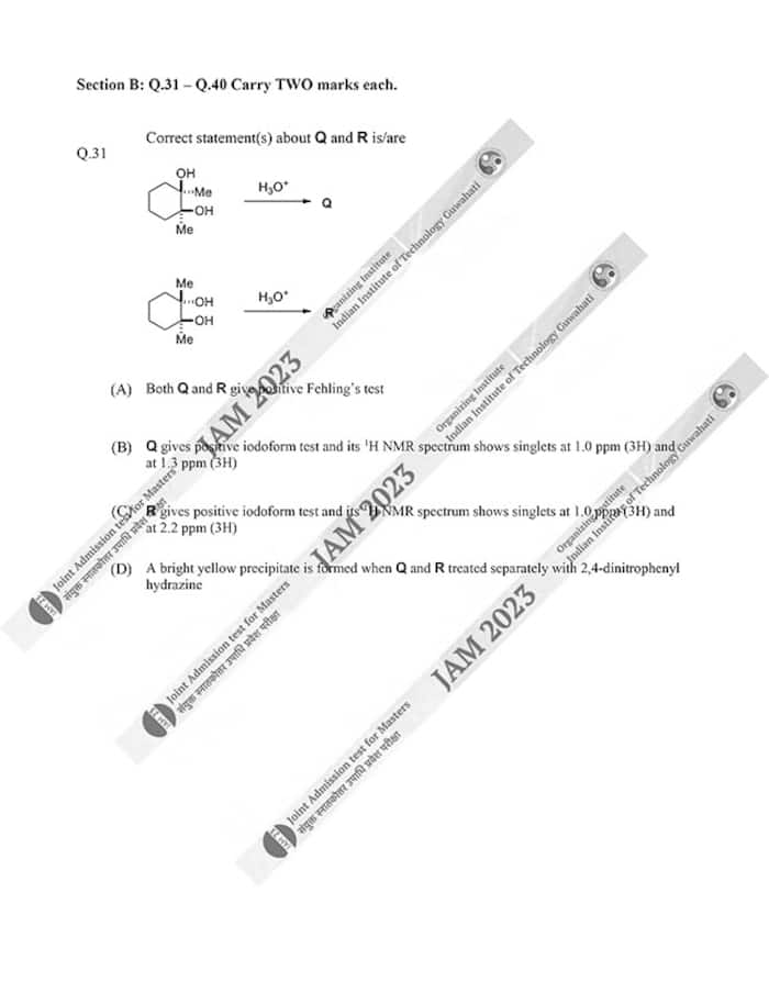 IIT JAM 2023 Chemistry (CY) Question Papers
