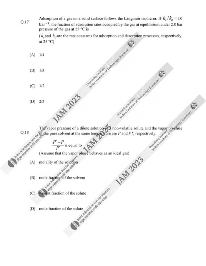 IIT JAM 2023 Chemistry (CY) Question Papers