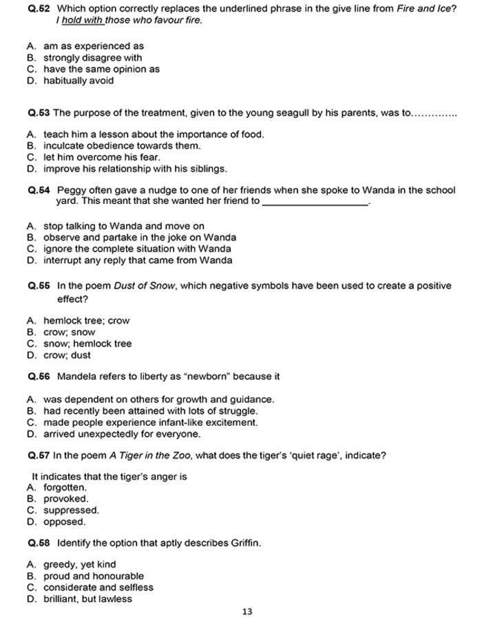 CBSE Class 10th English Language & Literature Sample Question Paper