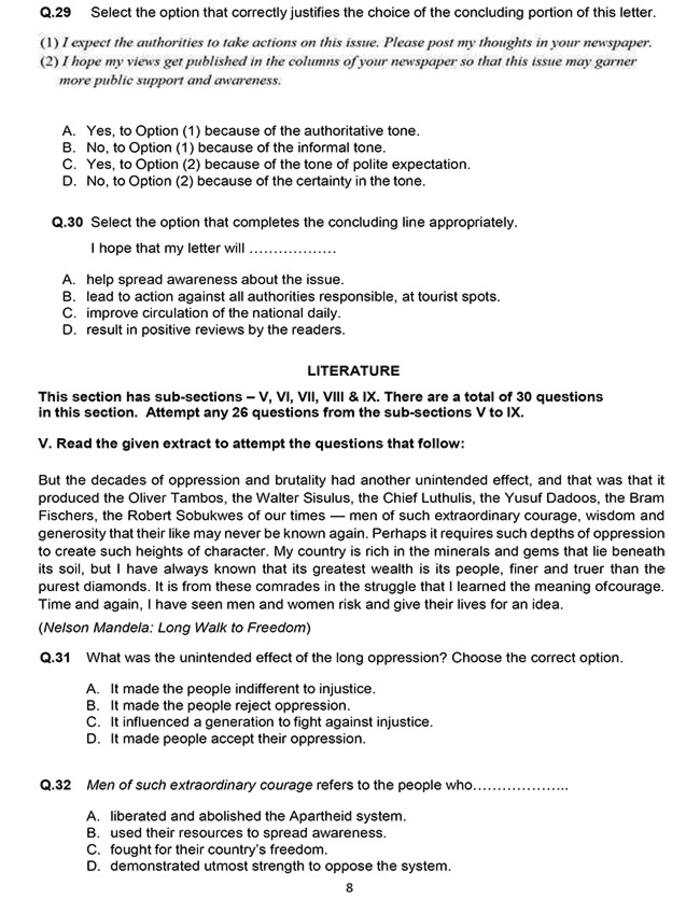 CBSE Class 10th English Language & Literature Sample Question Paper