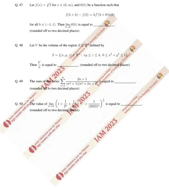 IIT JAM 2023 Mathematics (MA) Question Papers