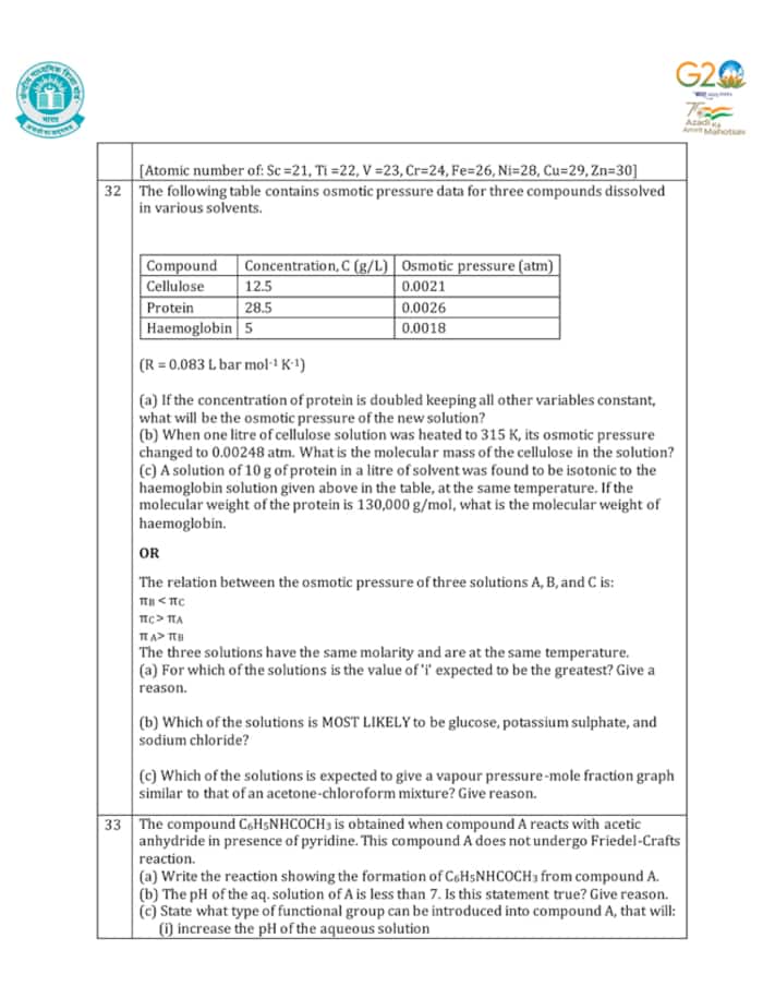 CLASS 12 CHEMISTRY SAMPLE QUESTION PAPER 2023 24 visual data 8