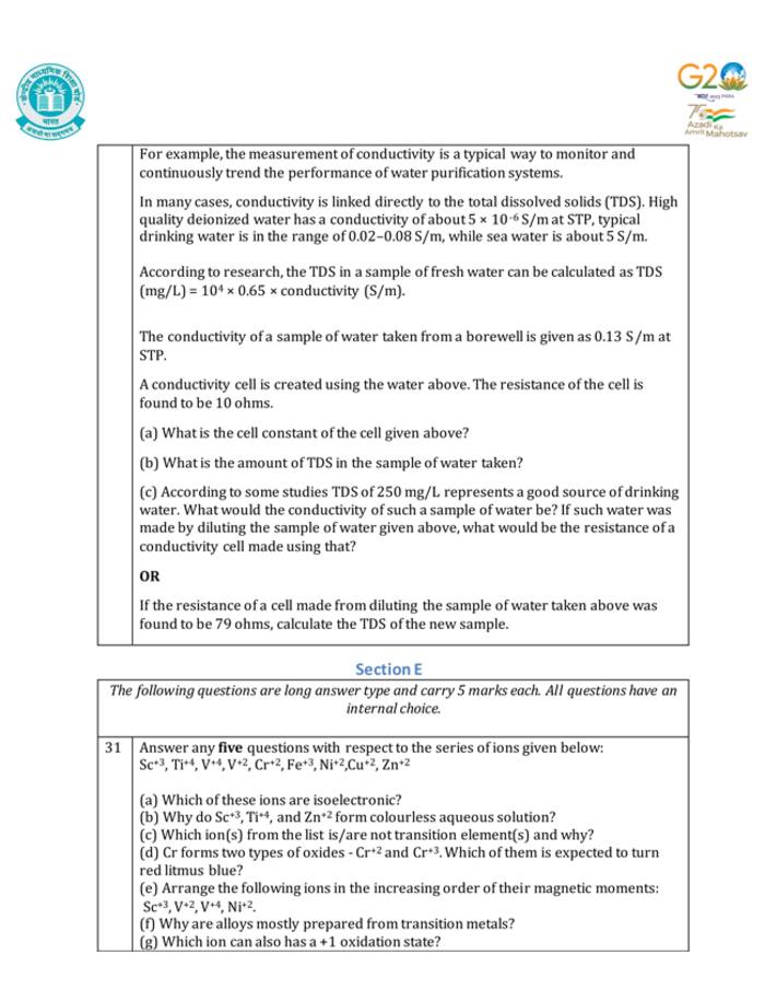 CBSE Class 12 Chemistry Additional Practice Question Papers 2023–24