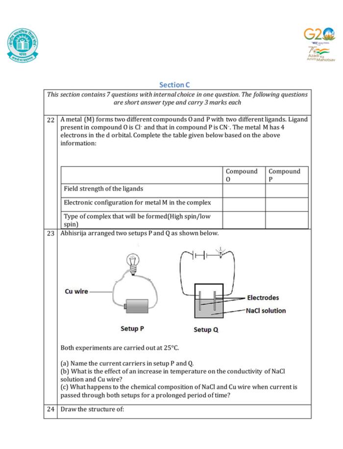 CBSE Class 12 Chemistry Additional Practice Question Papers 2023–24