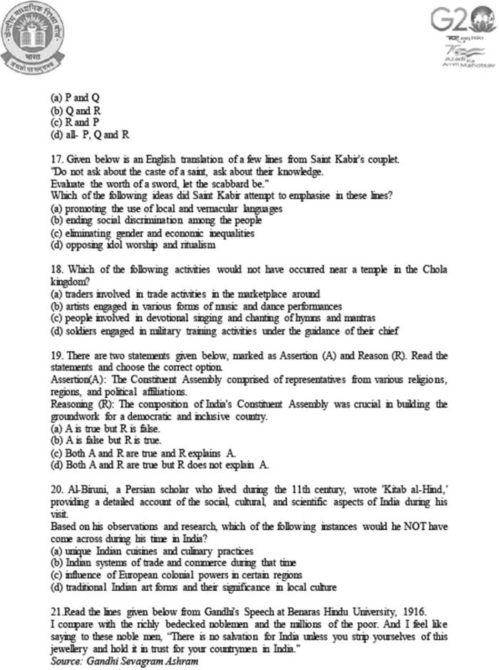 CBSE Class 12 History Additional Practice Question Papers 202324