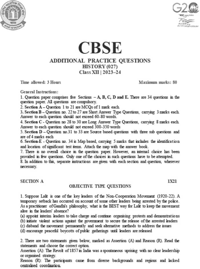 Cbse Class 12 History Additional Practice Question Papers 2023 24 Cbse Class 12 History Additional Practice Question Papers 2023 24
