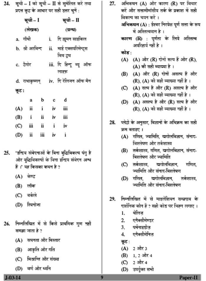 UGC NET June 2014 Philosophy(Paper - II) Question Paper