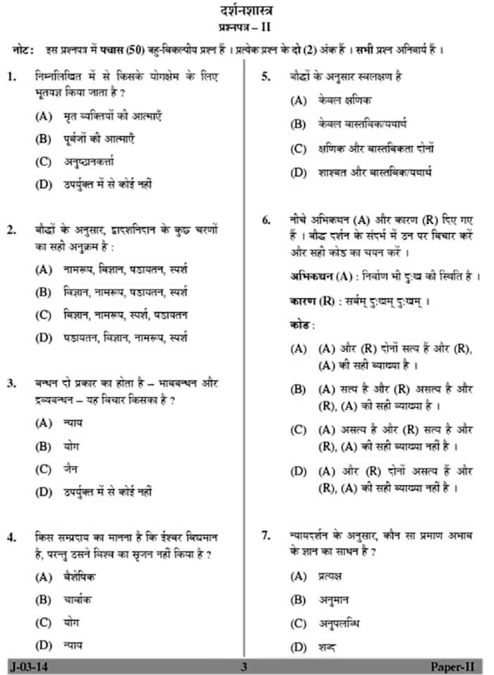UGC NET June 2014 Philosophy(Paper II) Question Paper