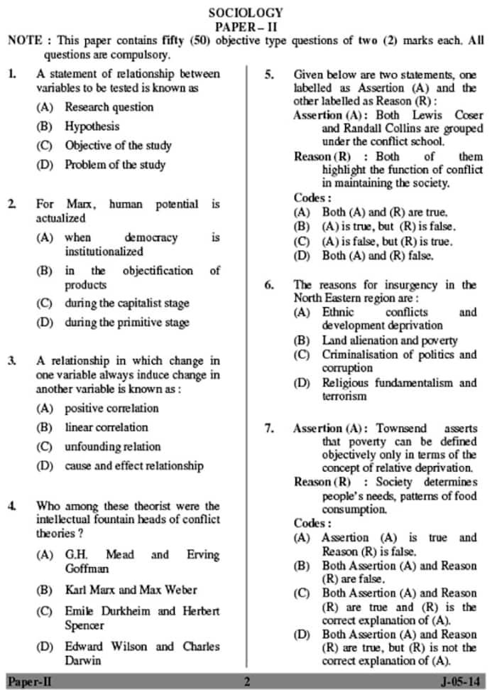 UGC NET June 2014 Sociology (Paper - II) Question Paper