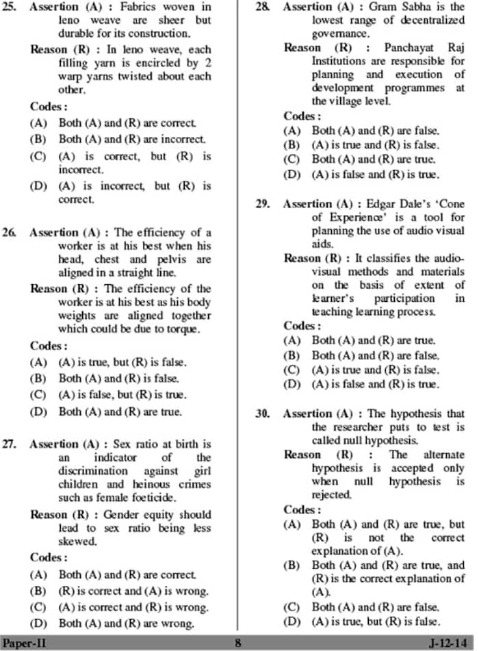 UGC NET June 2014 Home Science (Paper-II) Question Paper