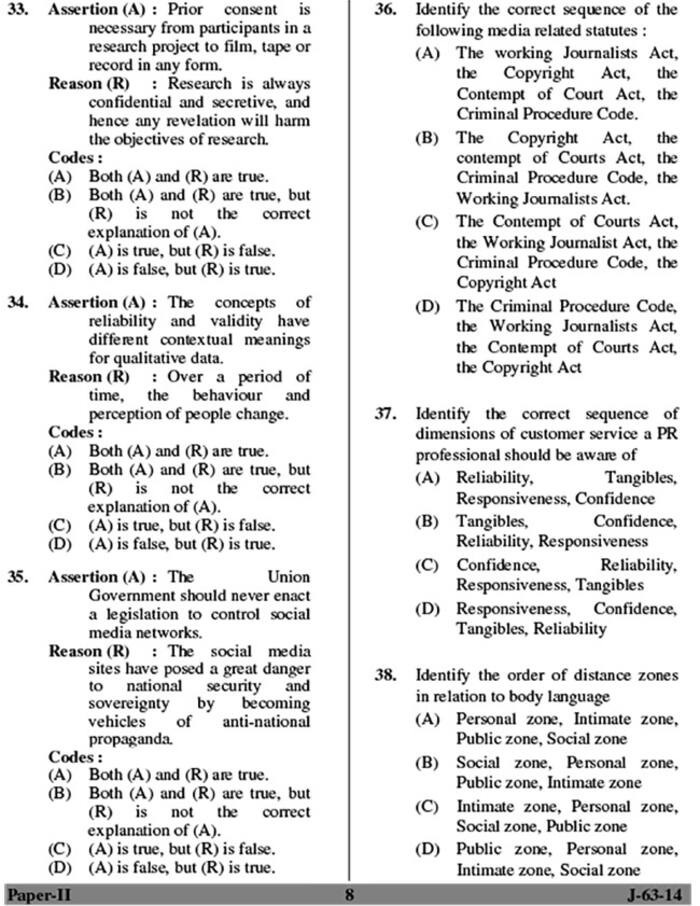 UGC NET June 2014 Mass Communication and Journalism (PaperII) Question