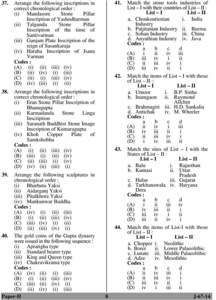 UGC NET June 2014 Archaeology (PaperII) Question Paper