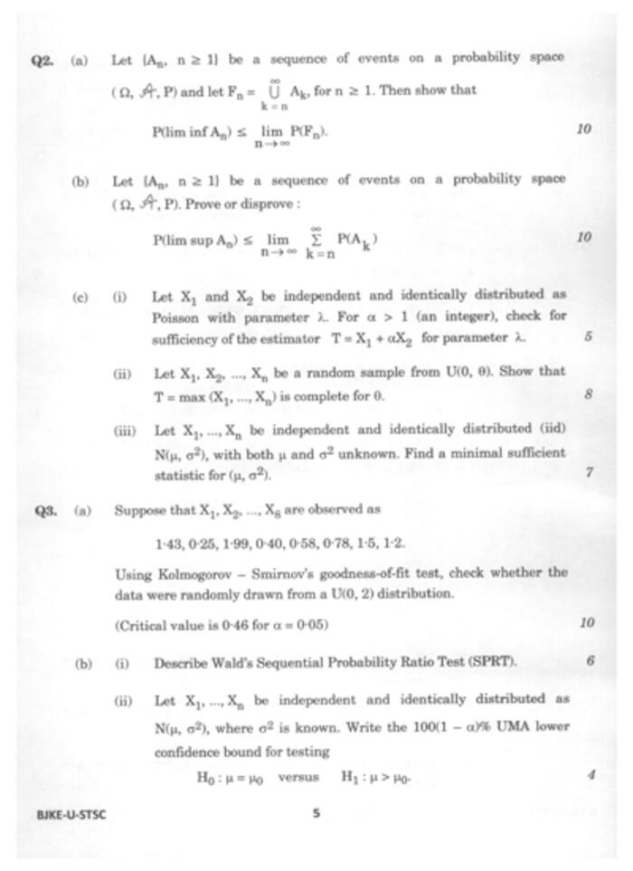 IFS (Main) Exam Statistics (PaperI) Question Paper 2023