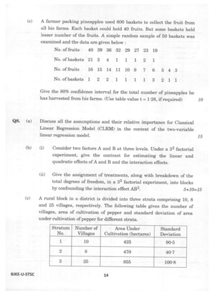 IFS (Main) Exam Statistics (PaperI) Question Paper 2023