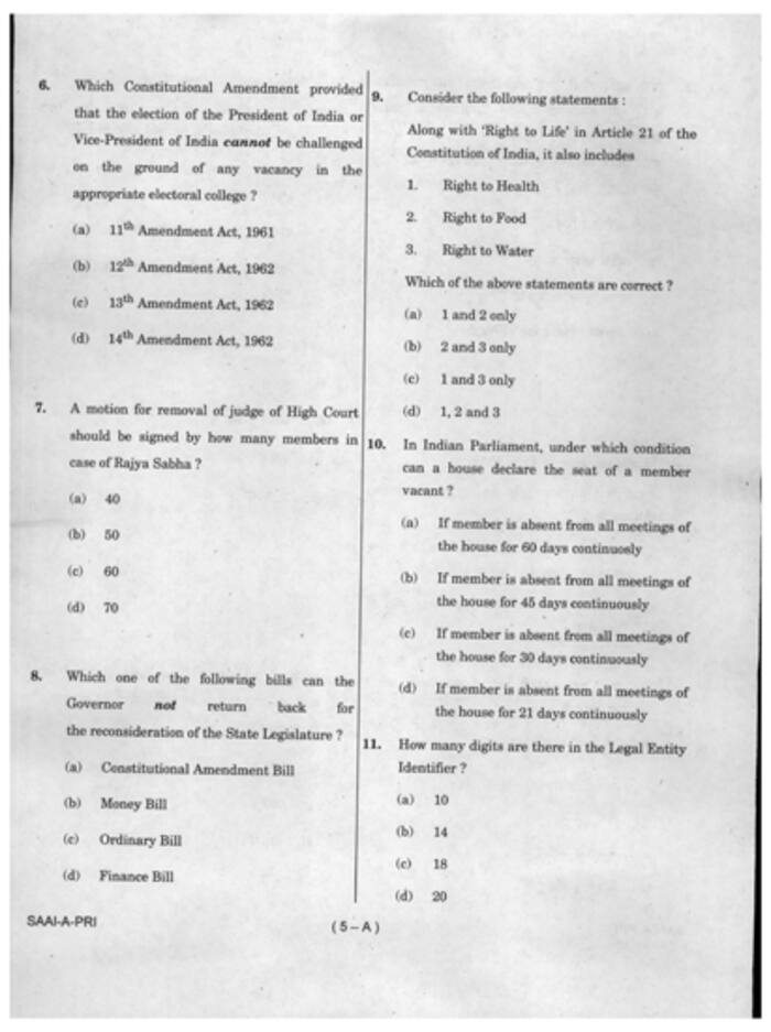 UPSC Combined SO(Grade B) LDC Exam Question Paper 2023(Paper I)