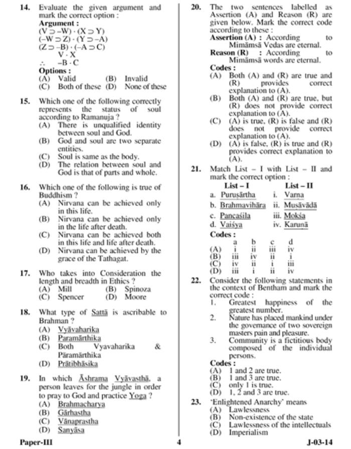 UGC NET June 2014 Philosophy (PaperIII) Question Paper