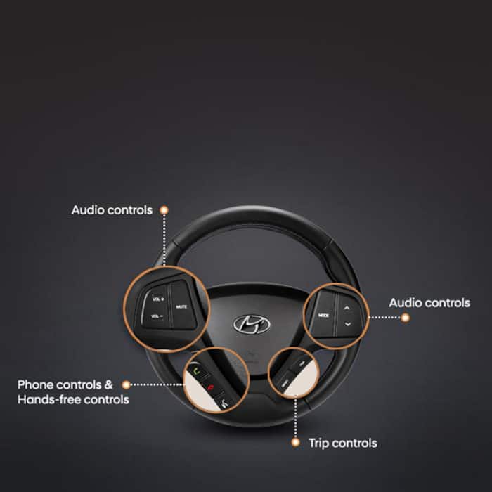 2017 Hyundai Grand i10 has three-spoke multifunction steering wheel