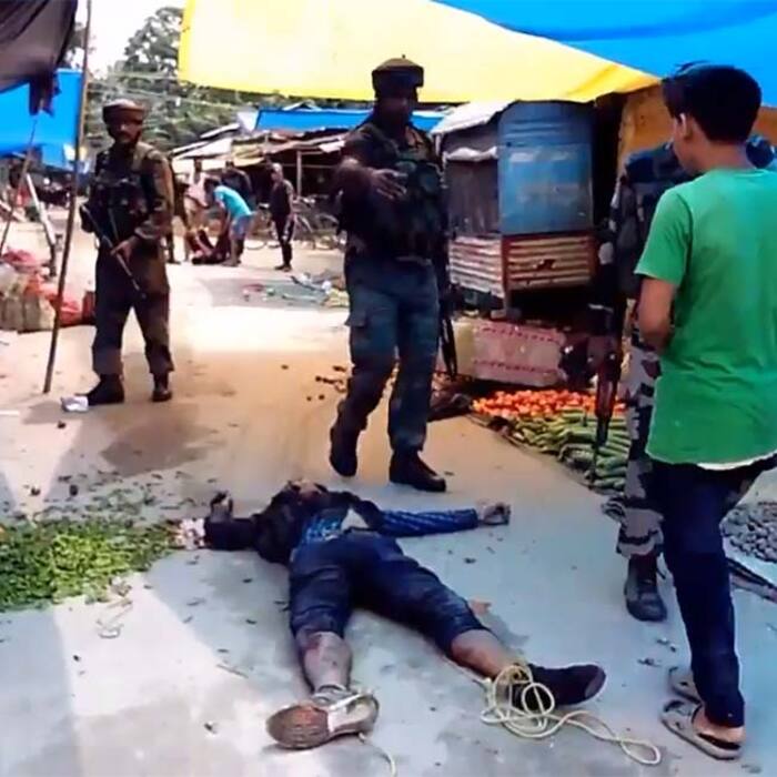 A dead body at the site of terrorist attack in Kokrajhar, Assam