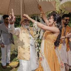 Inside Surbhi Jyoti's Haldi ceremony: 'Naagin 3' actress is a minimal bride in long floral jewellery, marigolds and more
