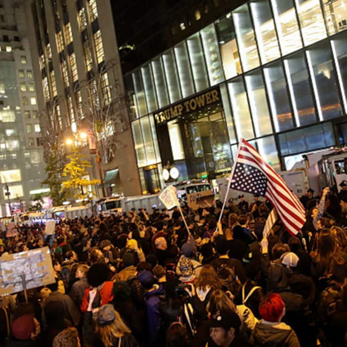 A look at protestors outside Trump Tower in Manhattan