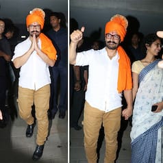 Is Aamir Khan supporting BJP during political season with saffron color turban at his birthday bash? See HQ pics