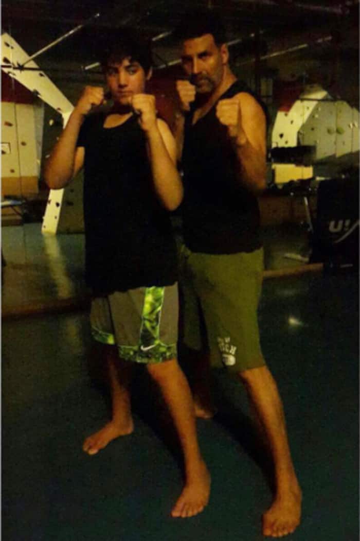 Aarav Bhatia  being trained by daddy Akshay Kumar
