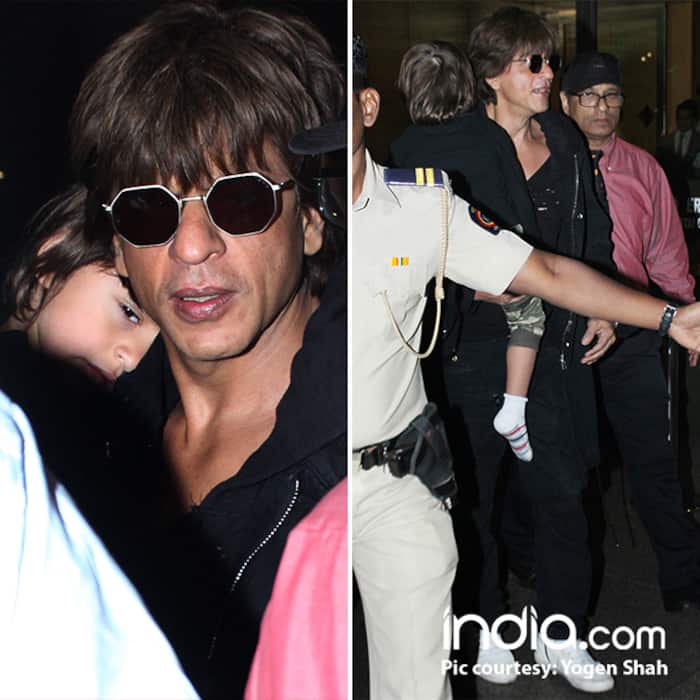 Abram Khan heading to his car with daddy Shah Rukh Khan