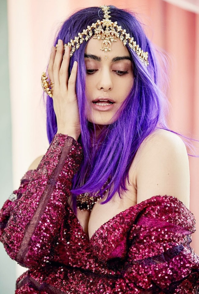 Adah Sharma Wears Matha Patti And Neckpiece With Shimmery Dress