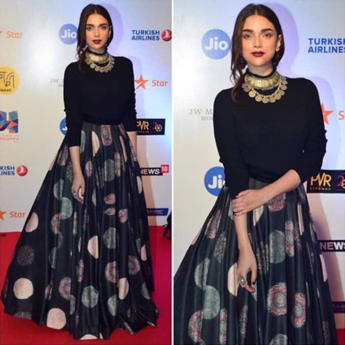 Aditi Rao Hydari in black brocade skirt