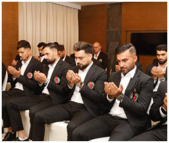 Afghanistan players were seen offering prayers before leaving for India for the ICC ODI World Cup 2023 