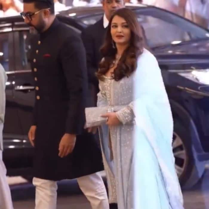 Aishwarya Rai Bachchan s pastel blue suit at Arjun Tendulkar and Saaniya Chandhok wedding