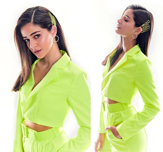 Ananya Panday Works a Neon Pant-Suit 