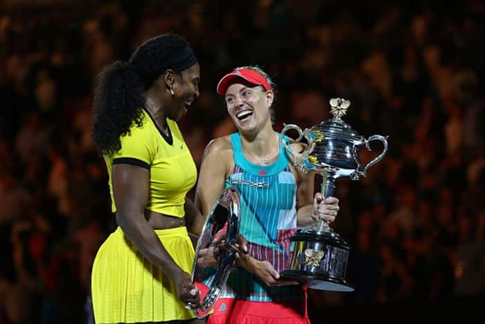 Angelique Kerber and Serena Williams snapped during Australian Open 2016