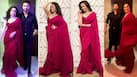Ankita Lokhande Looks Hot in Wine Saree, Poses With Beau Vicky Jain At Diwali Party – See Photos