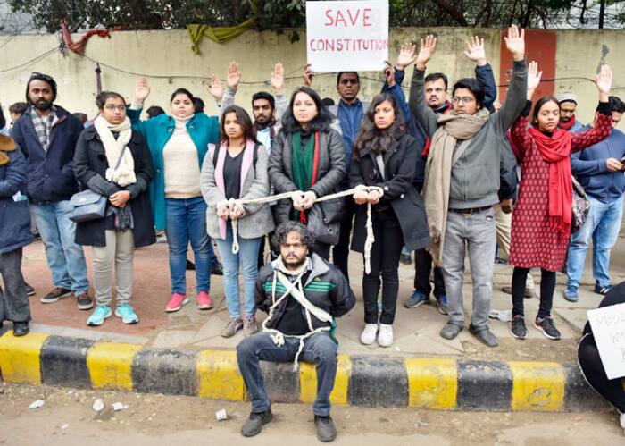Anti CAA Protesters at Mandi House in New Delhi 