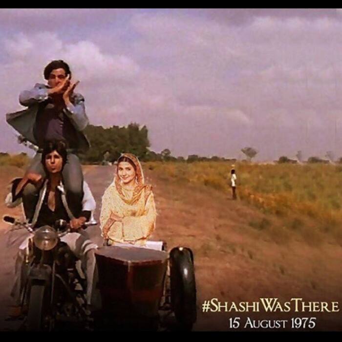 Anushka Sharma in Amitabh Bachchan and Dharmendra’s bike from Sholay movie
